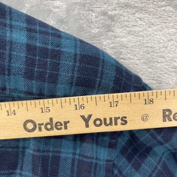 French Connection Flannel Shirt Mens XL Blue Plaid 100% Cotton Button Down - Picture 9 of 14